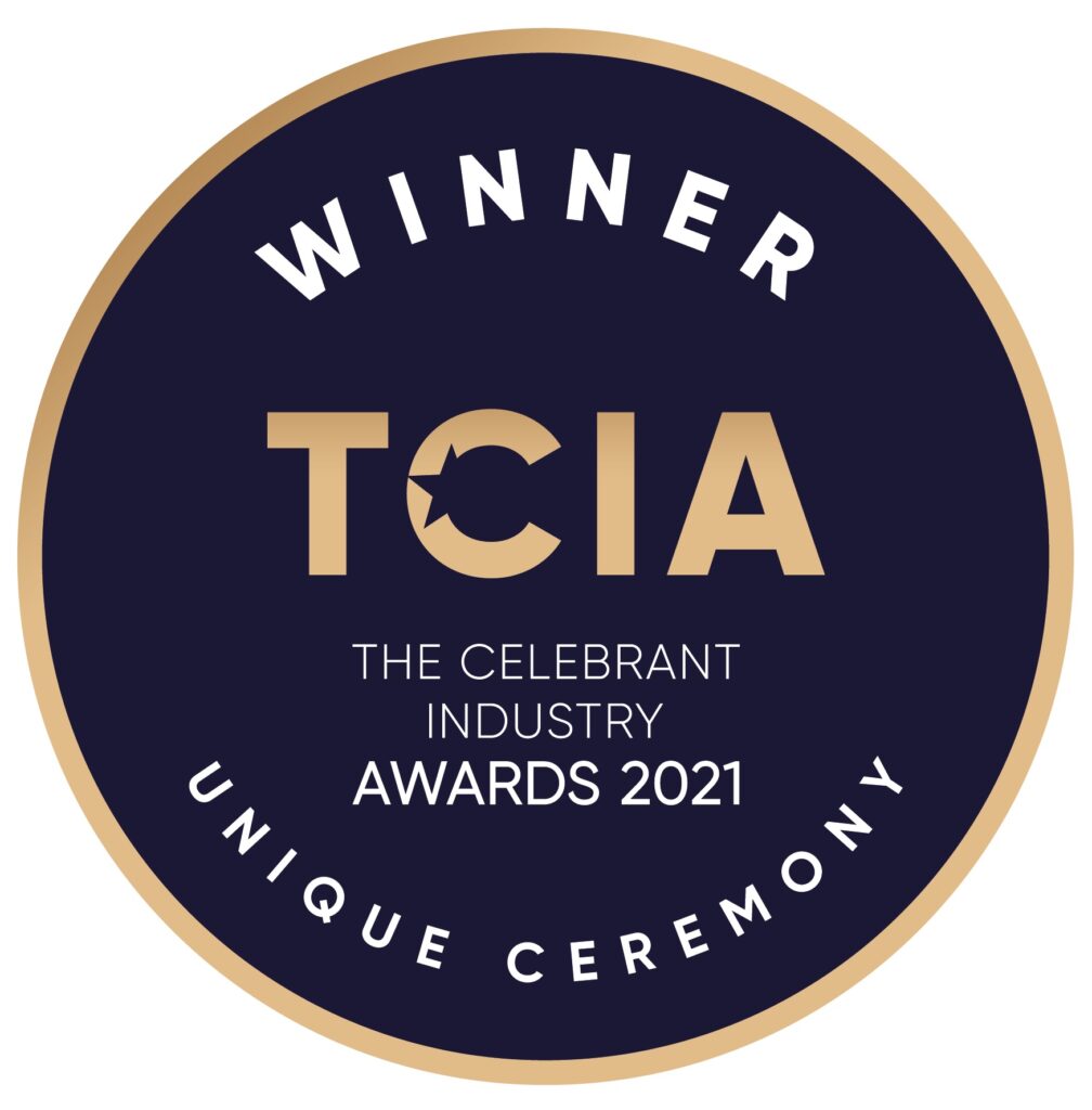 blue badge
TCIA The Celebrant Industry Awards 2021. blue background and gold letters
